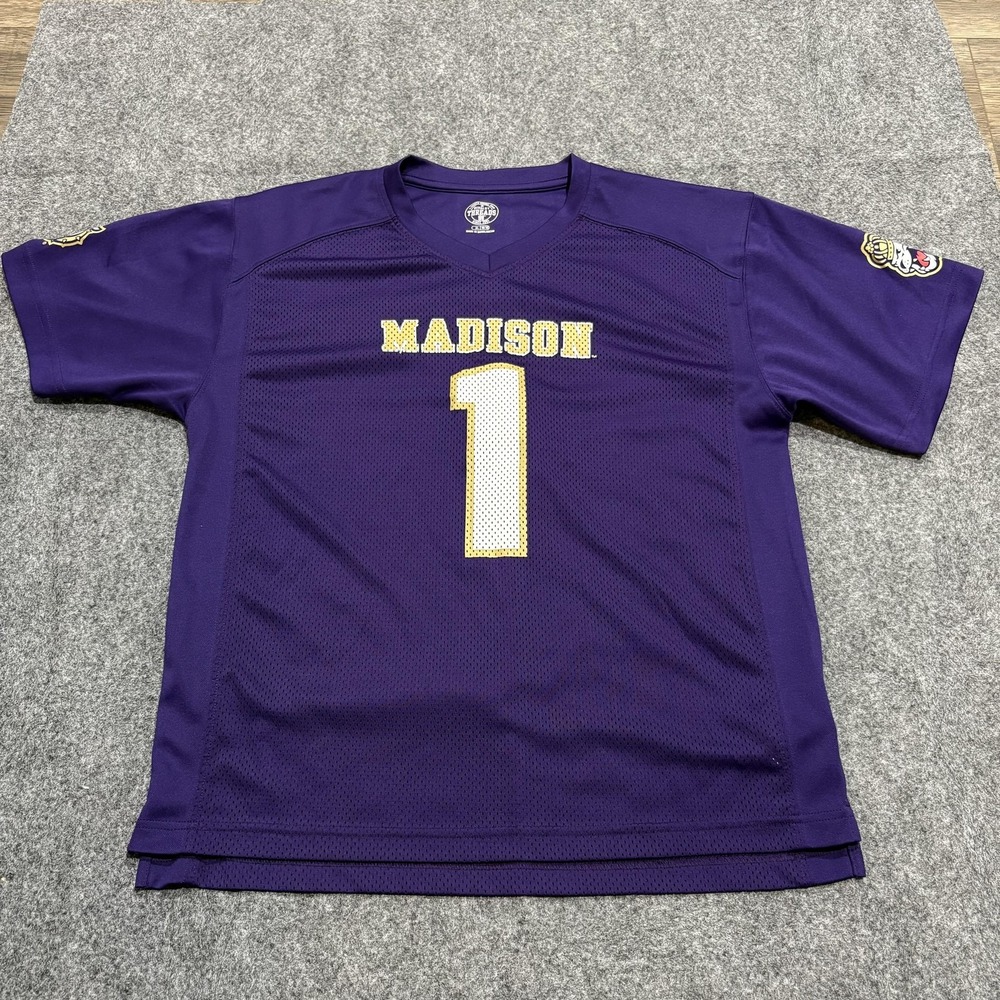 James Madison Dukes Jersey Boys XL Purple NCAA Football Rivalry Threads #1